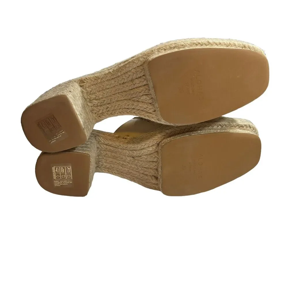 Alohas Cream‎ Piko Leather Espadrilles Size 39 New